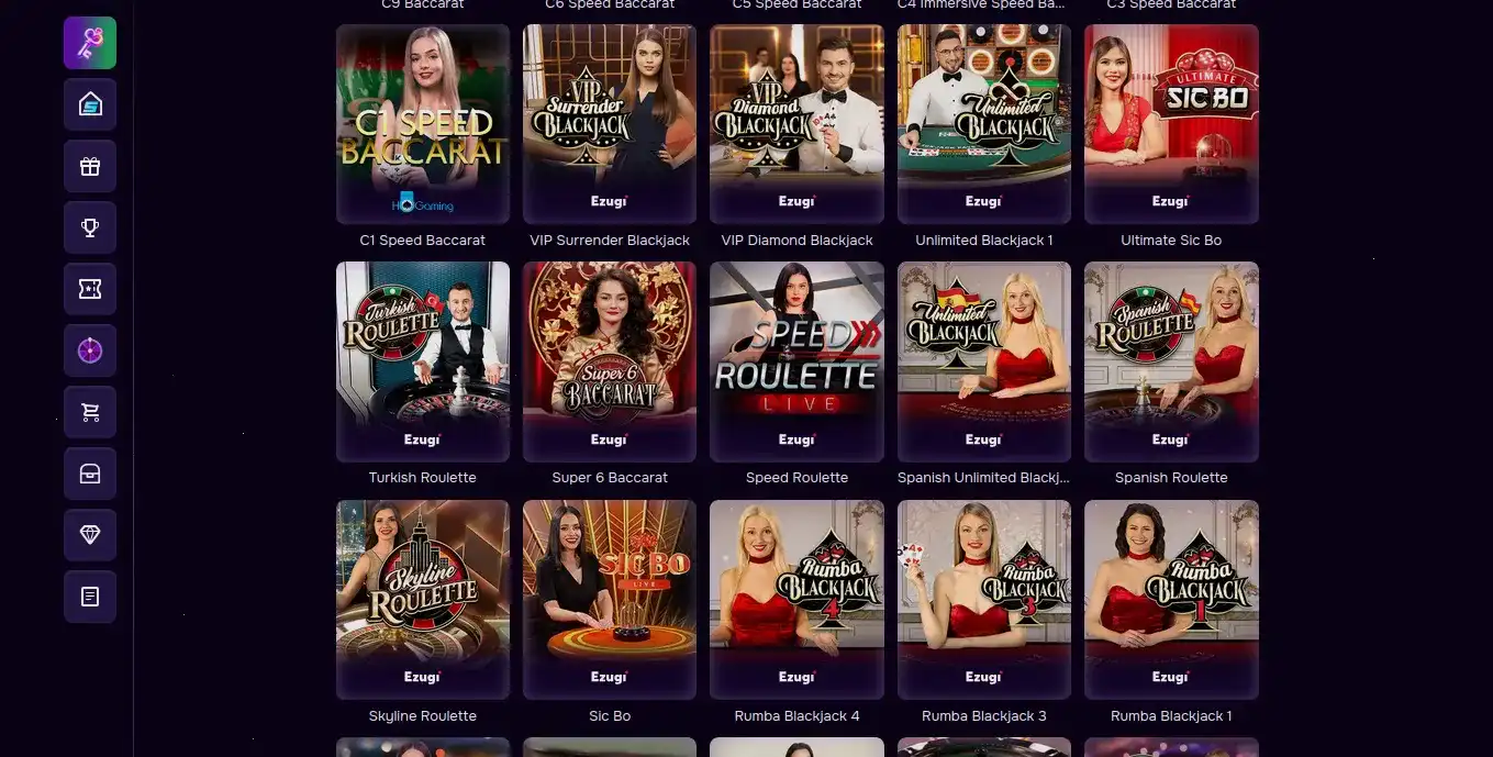 Интерфейс игрового зала казино Нью Ретро с множеством слотов